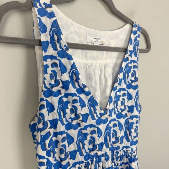 THAKOON COLLECTIVE | Blue/White Printed Mini Dress Ruffle Detail Women’s Size L - Picture 5 of 13